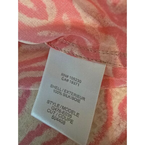 Equipment Femme XS Pink & Beige Zebra Print Silk Button-Up Shirt Career Classic - Picture 5 of 5